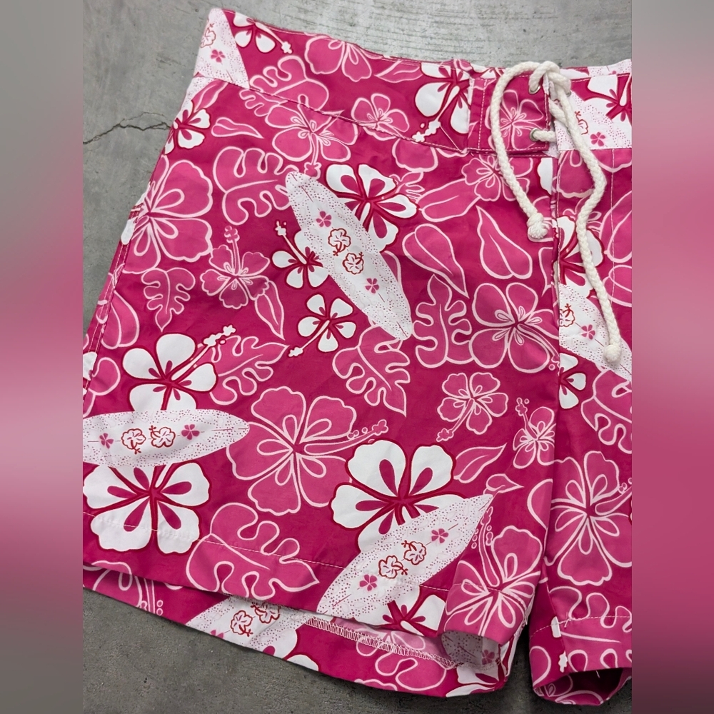 *Parke and Ronen Pink Floral Swim Shorts, Size 34